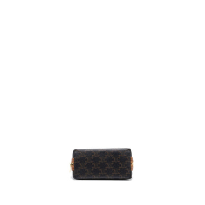 Celine Clutch With Chain Triomphe Canvas/Lambskin Tan