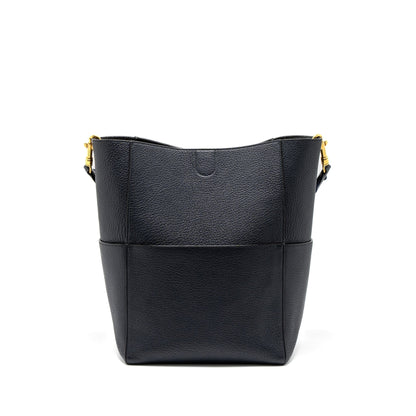 Celine Sangle Bucket Purse Calfskin Navy
