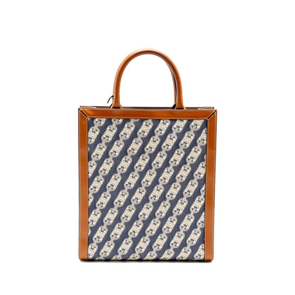 Luxury CELINE Vertical Cabas Tote in Triomphe Denim /Leather Navy/Tan