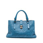 Bottega Veneta Intrecciato Roma Large Tote Purse Leather Blue Black Hardware
