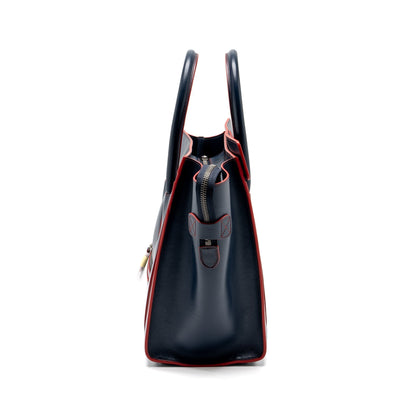 Celine Luggage Tote Purse Calfskin Blue/Red