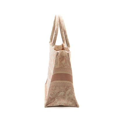 Dior Medium Book Tote Purse Pink Toile de Jouy Embroidery Rovelle Bags
