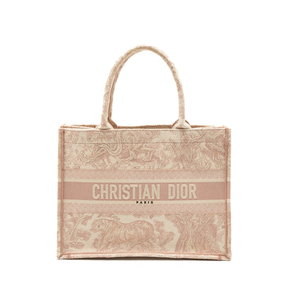 Dior Medium Book Tote Purse Pink Toile de Jouy Embroidery Rovelle Bags