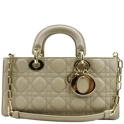 CHRISTIAN DIOR Lady D-Joy Medium Cannage Lambskin Chain Shoulder Bag Sand Rovelle Bags