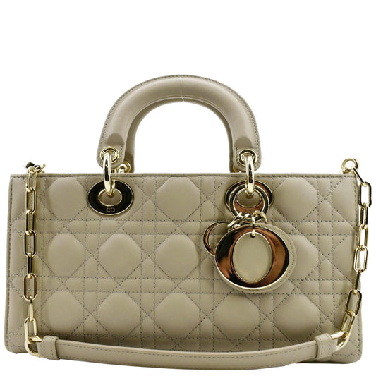 CHRISTIAN DIOR Lady D-Joy Medium Cannage Lambskin Chain Shoulder Bag Sand Rovelle Bags