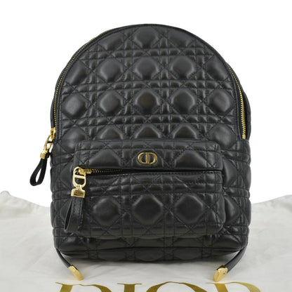 CHRISTIAN DIOR Cannage Quilted Leather Backpack Black Rovelle Bags