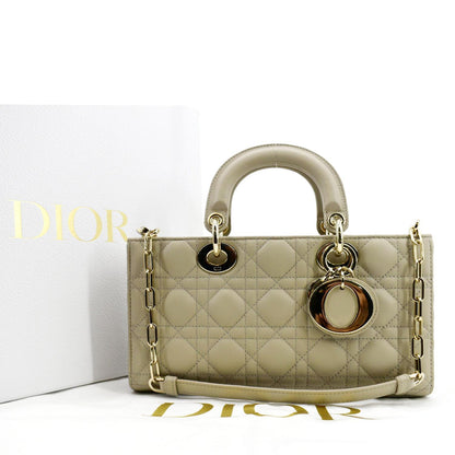 CHRISTIAN DIOR Lady D-Joy Medium Cannage Lambskin Chain Shoulder Bag Sand Rovelle Bags