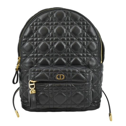 CHRISTIAN DIOR Cannage Quilted Leather Backpack Black Rovelle Bags