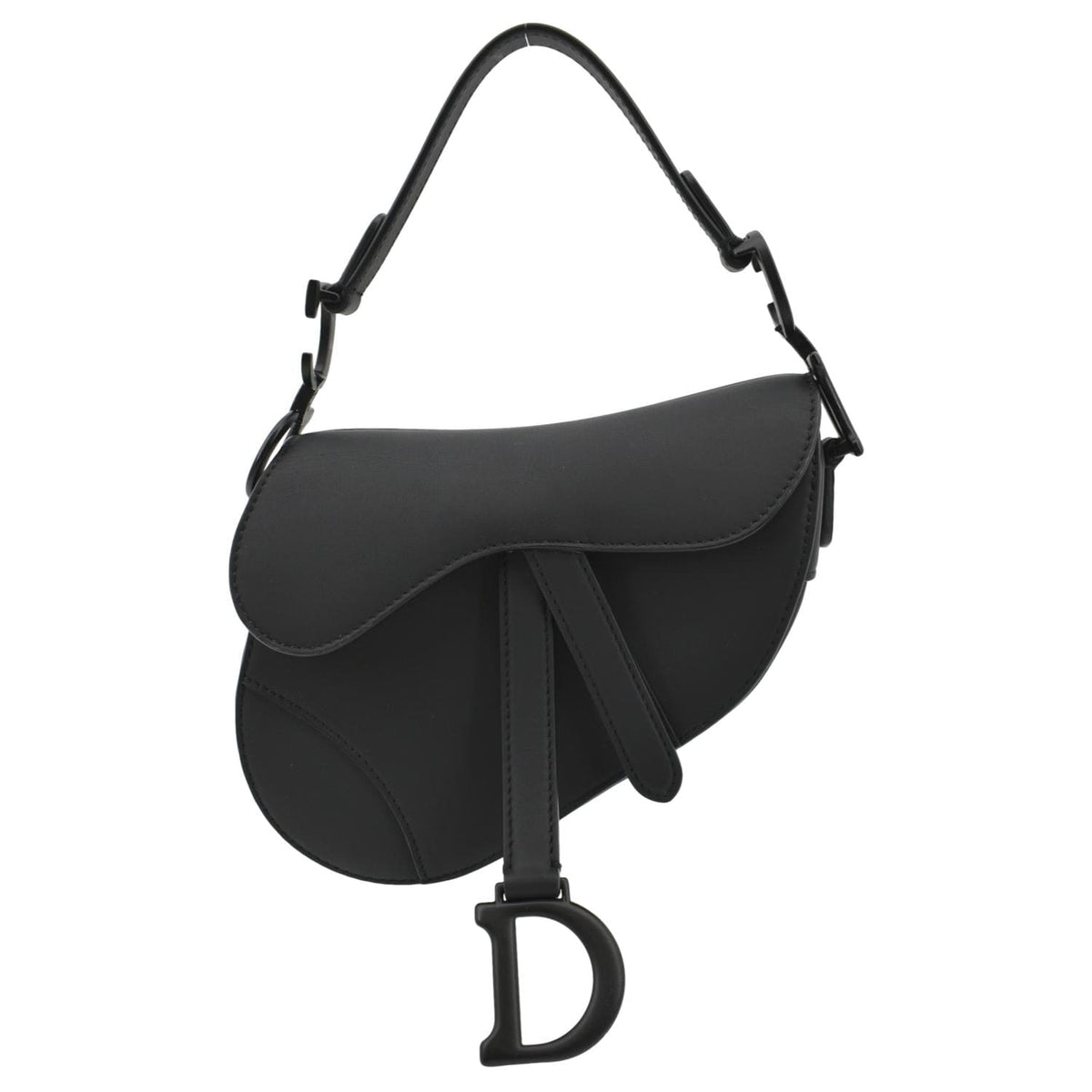 CHRISTIAN DIOR Saddle Calfskin Leather Satchel Bag Black Rovelle Bags