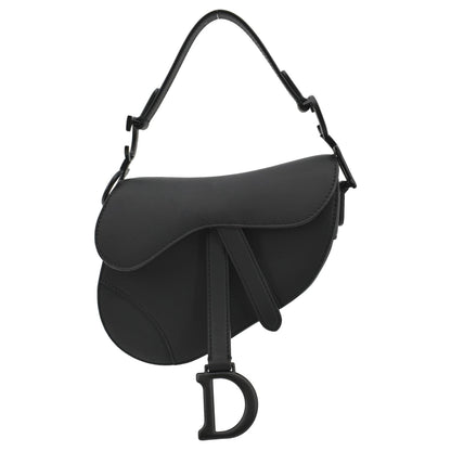 CHRISTIAN DIOR Saddle Calfskin Leather Satchel Bag Black Rovelle Bags