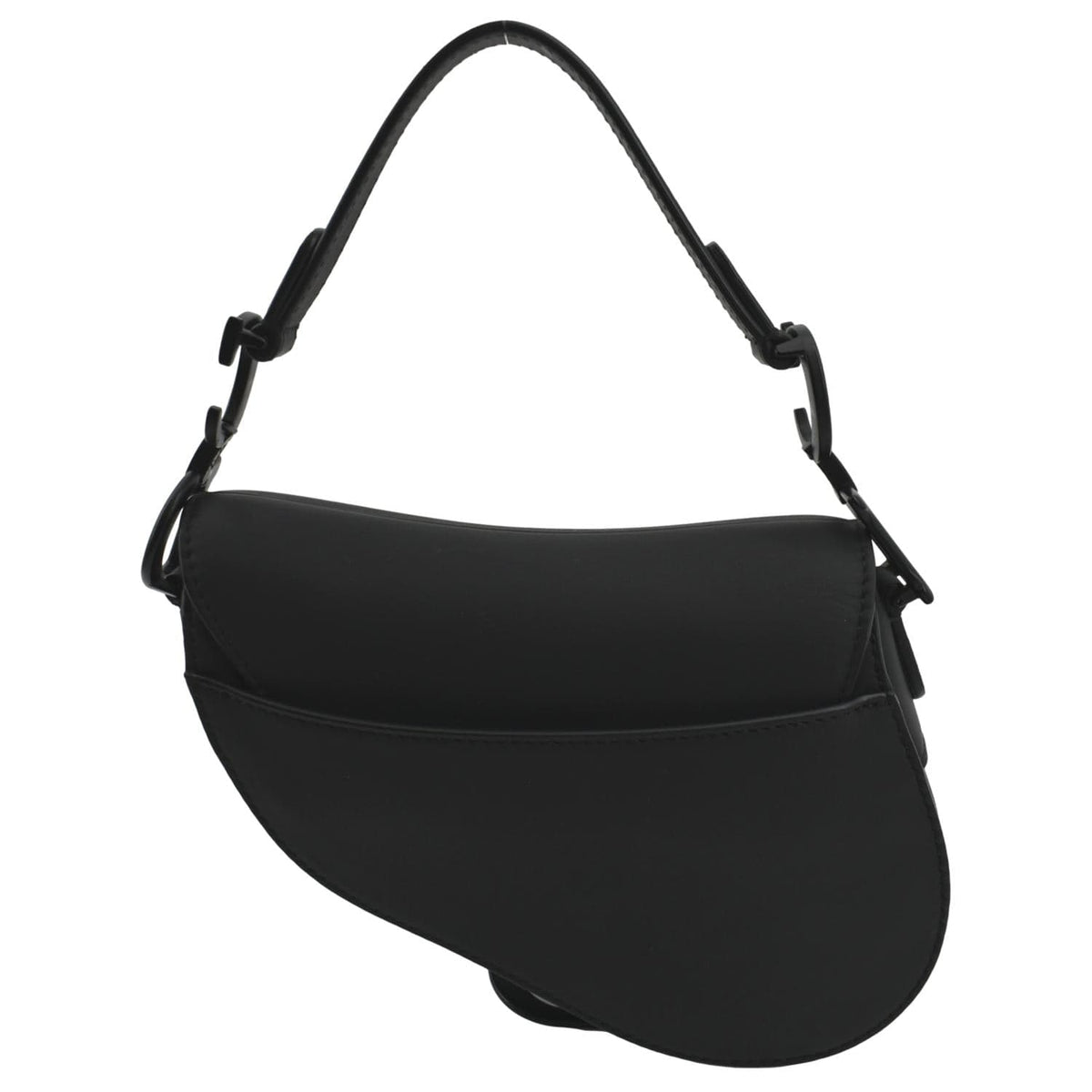 CHRISTIAN DIOR Saddle Calfskin Leather Satchel Bag Black Rovelle Bags