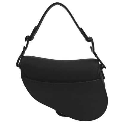 CHRISTIAN DIOR Saddle Calfskin Leather Satchel Bag Black Rovelle Bags