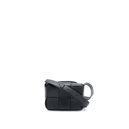 Bottega Veneta Mini Cassette Intrecciato Crossbody Purse Black