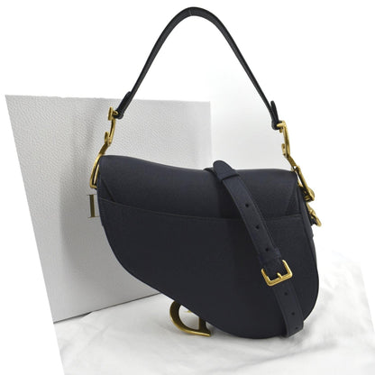 CHRISTIAN DIOR Saddle Grained Calfskin Leather Shoulder Bag Royal Blue Rovelle Bags