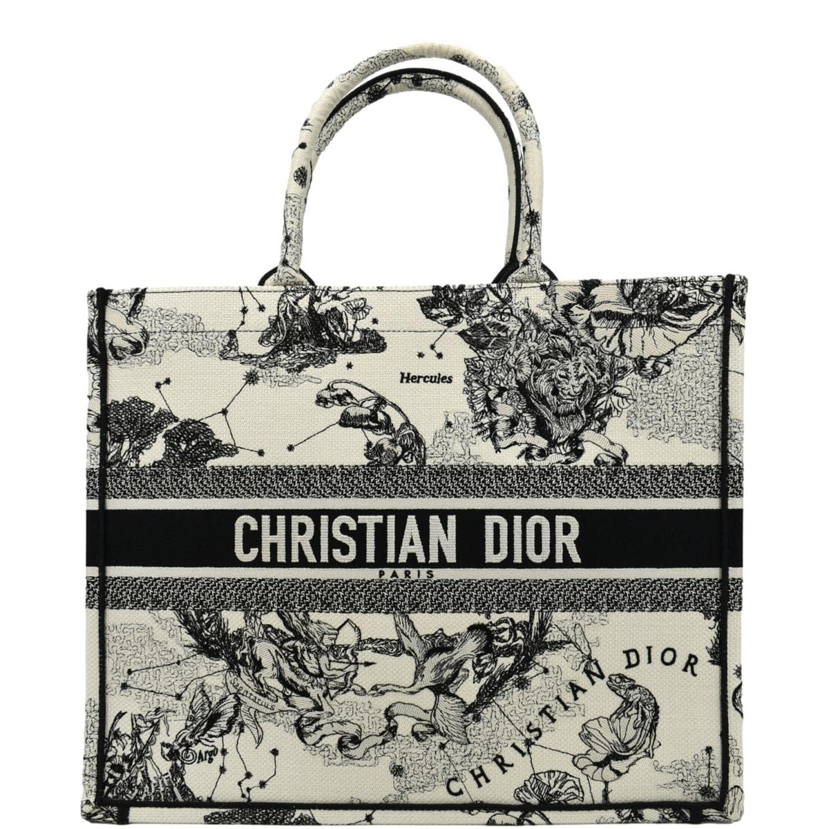 CHRISTIAN DIOR Book Zodiac Embroidery Canvas Tote Bag Latte Rovelle Bags