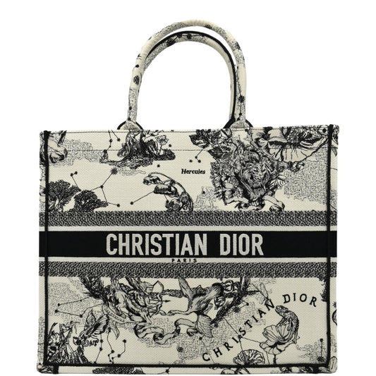 CHRISTIAN DIOR Book Zodiac Embroidery Canvas Tote Bag Latte Rovelle Bags