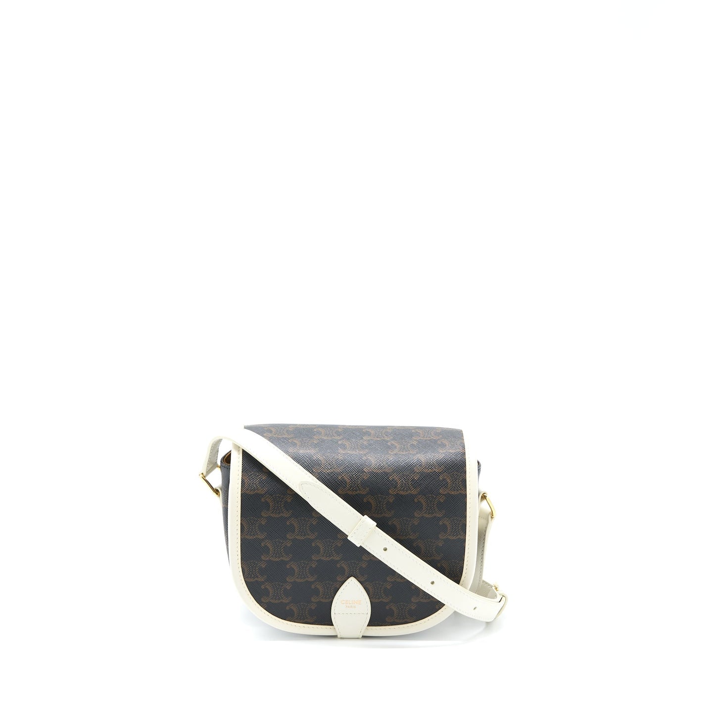 Celine Medium Folco Purse Triomphe Canvas/White
