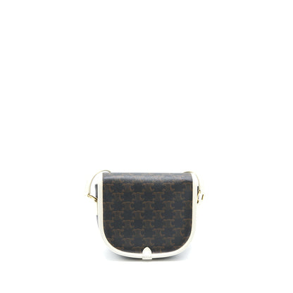 Celine Medium Folco Purse Triomphe Canvas/White