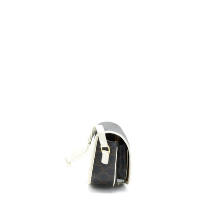 Celine Medium Folco Purse Triomphe Canvas/White