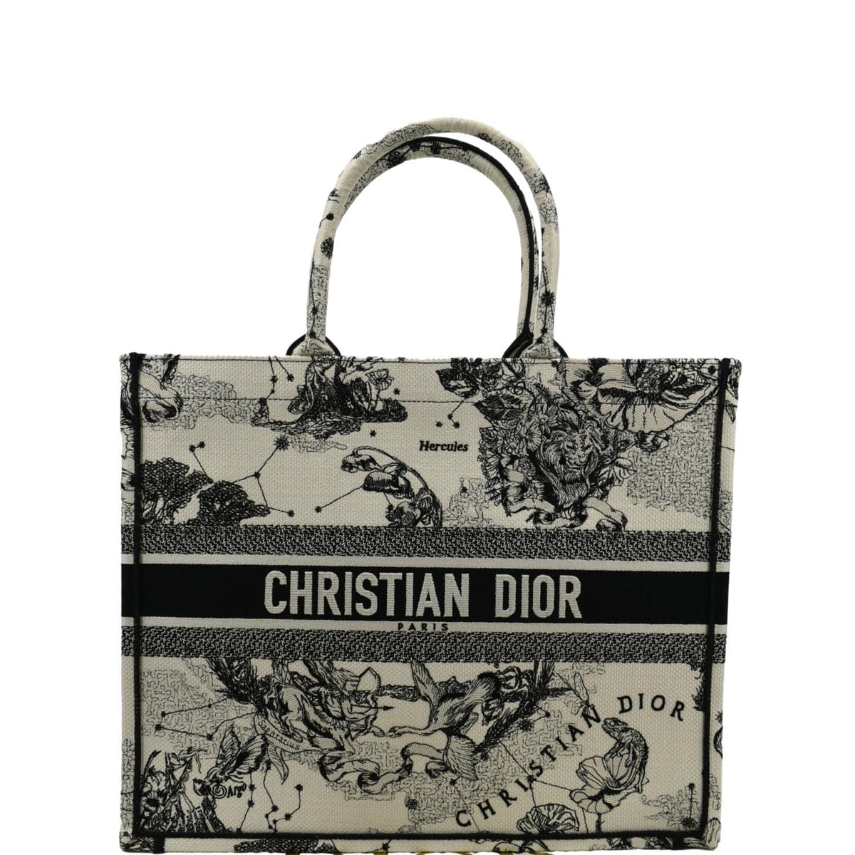 CHRISTIAN DIOR Book Zodiac Embroidery Canvas Tote Bag Latte Rovelle Bags