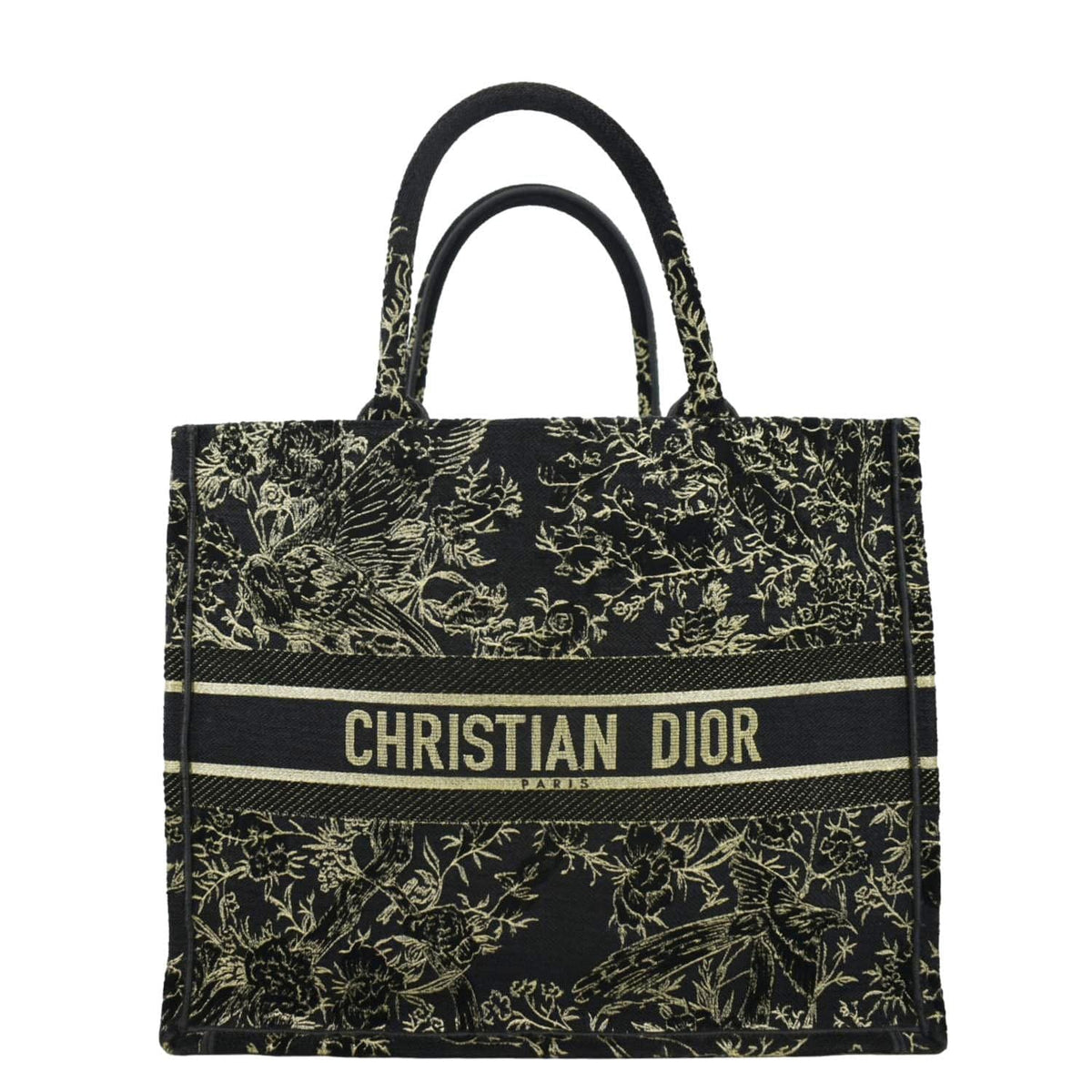 CHRISTIAN DIOR Large Book Oblique Embroidered Canvas Tote Bag Multicolor Rovelle Bags