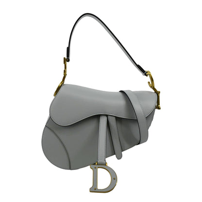 CHRISTIAN DIOR Saddle Smooth Calfskin Leather Satchel Shoulder Bag Placid Blue Rovelle Bags
