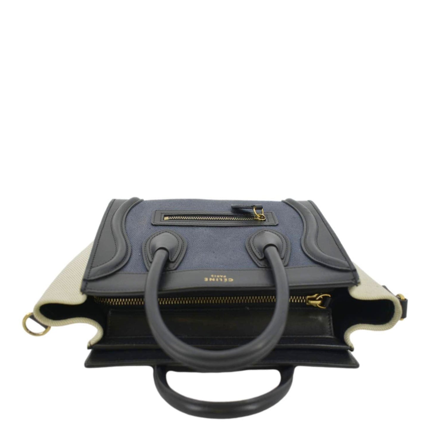 CELINE Nano Luggage Textile Leather Shoulder Bag Tricolor