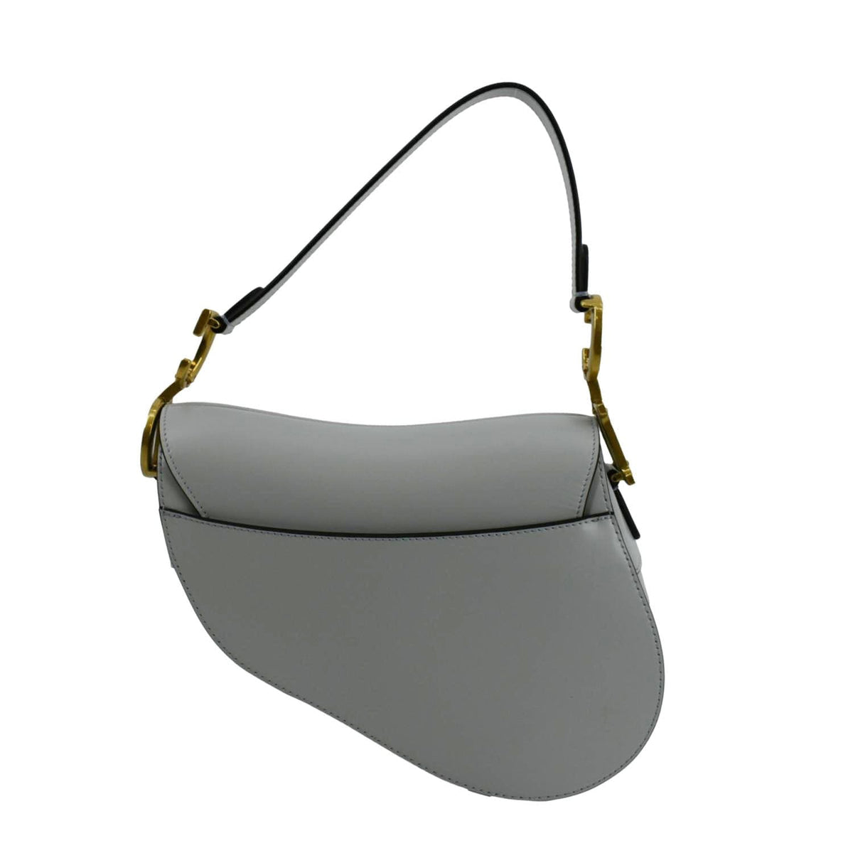 CHRISTIAN DIOR Saddle Smooth Calfskin Leather Satchel Shoulder Bag Placid Blue Rovelle Bags