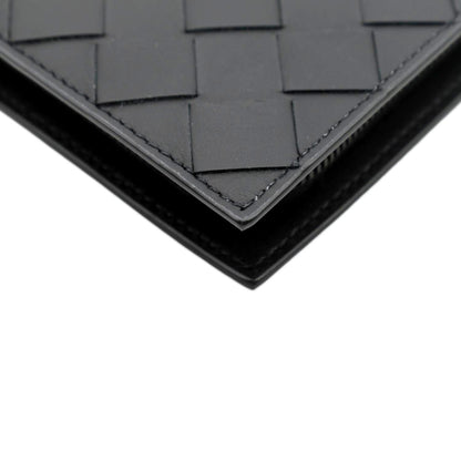 BOTTEGA VENETA Intrecciato Leather Long Wallet Black