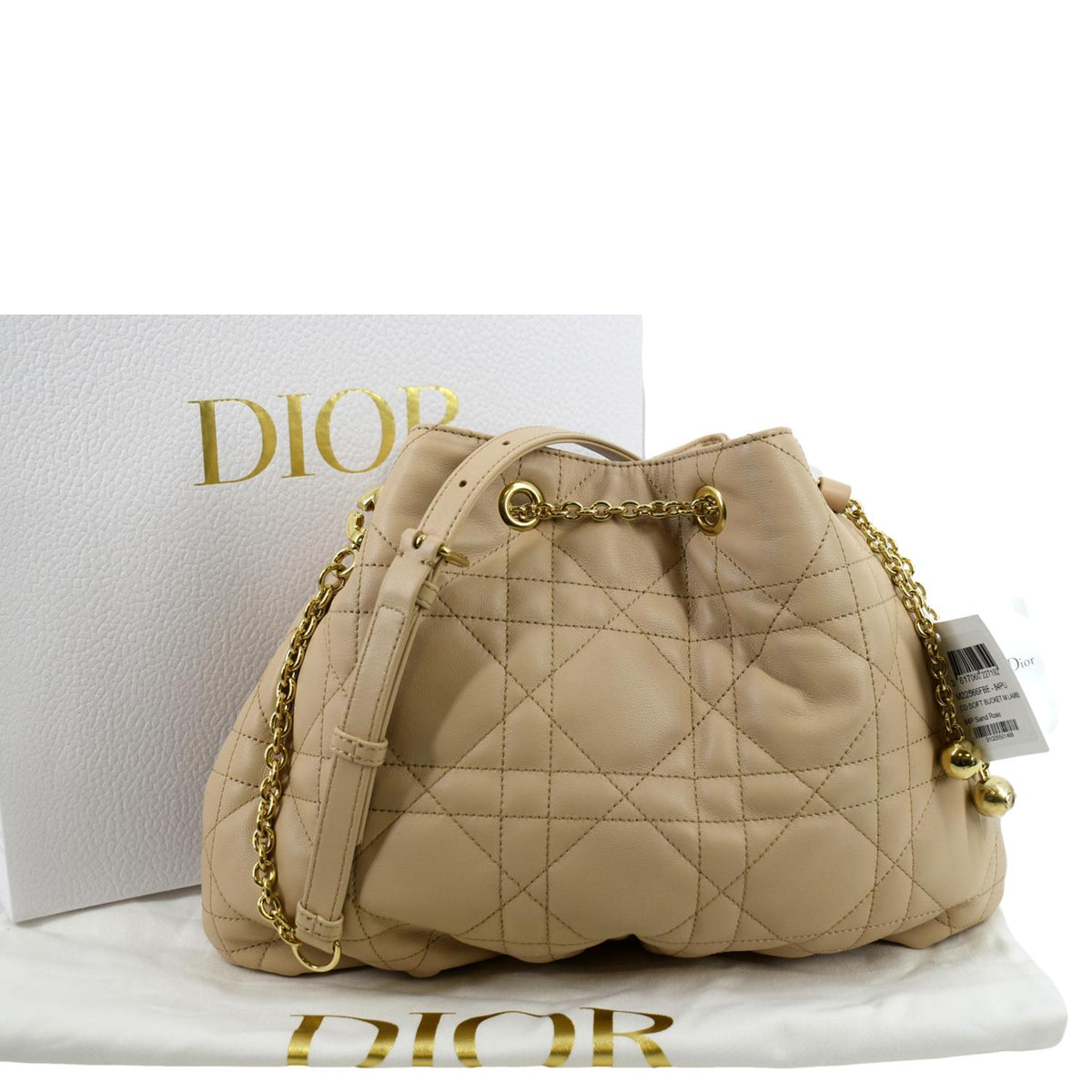 CHRISTIAN DIOR Ammi Macrocannage Lambskin Shoulder Bag Sand Rose Rovelle Bags