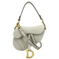CHRISTIAN DIOR Saddle Grained Calfskin Leather Shoulder Bag Ivory Rovelle Bags