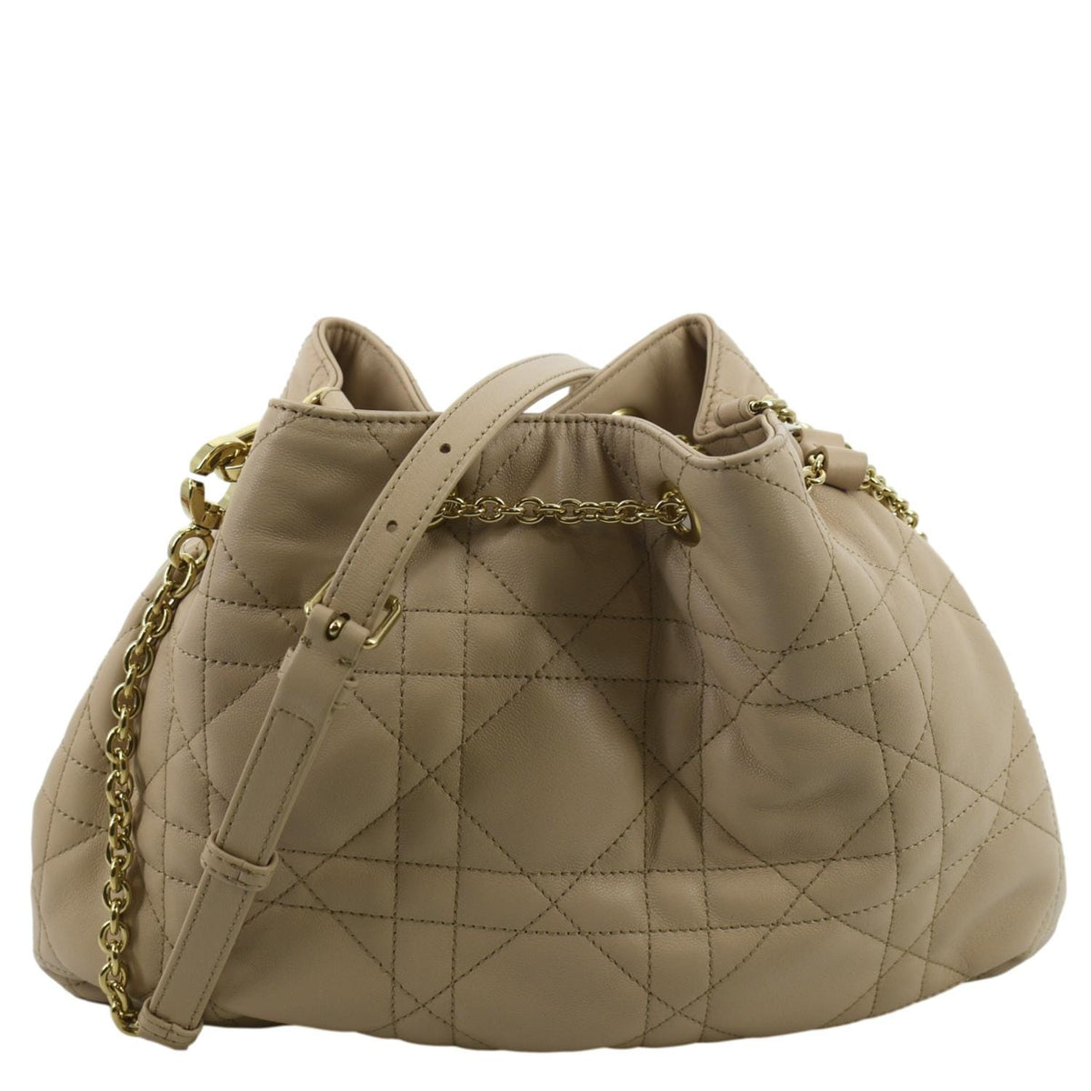 CHRISTIAN DIOR Ammi Macrocannage Lambskin Shoulder Bag Sand Rose Rovelle Bags