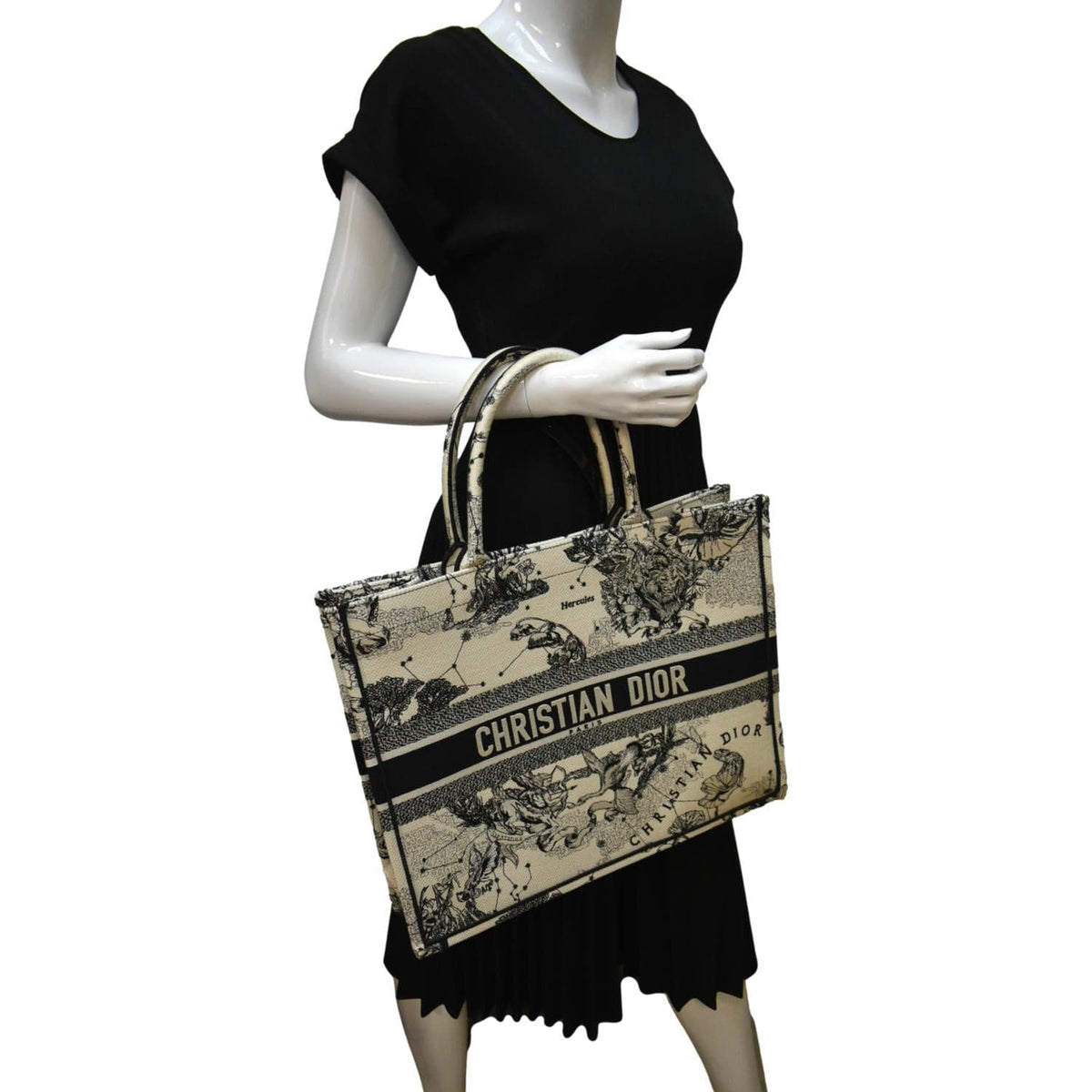 CHRISTIAN DIOR Book Zodiac Embroidery Canvas Tote Bag Latte Rovelle Bags