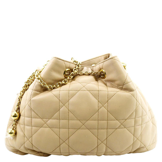 CHRISTIAN DIOR Ammi Macrocannage Lambskin Shoulder Bag Sand Rose Rovelle Bags
