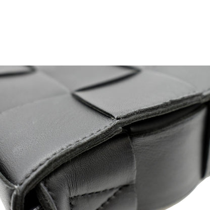 BOTTEGA VENETA Cassette Intreccio Leather Crossbody Bag Black