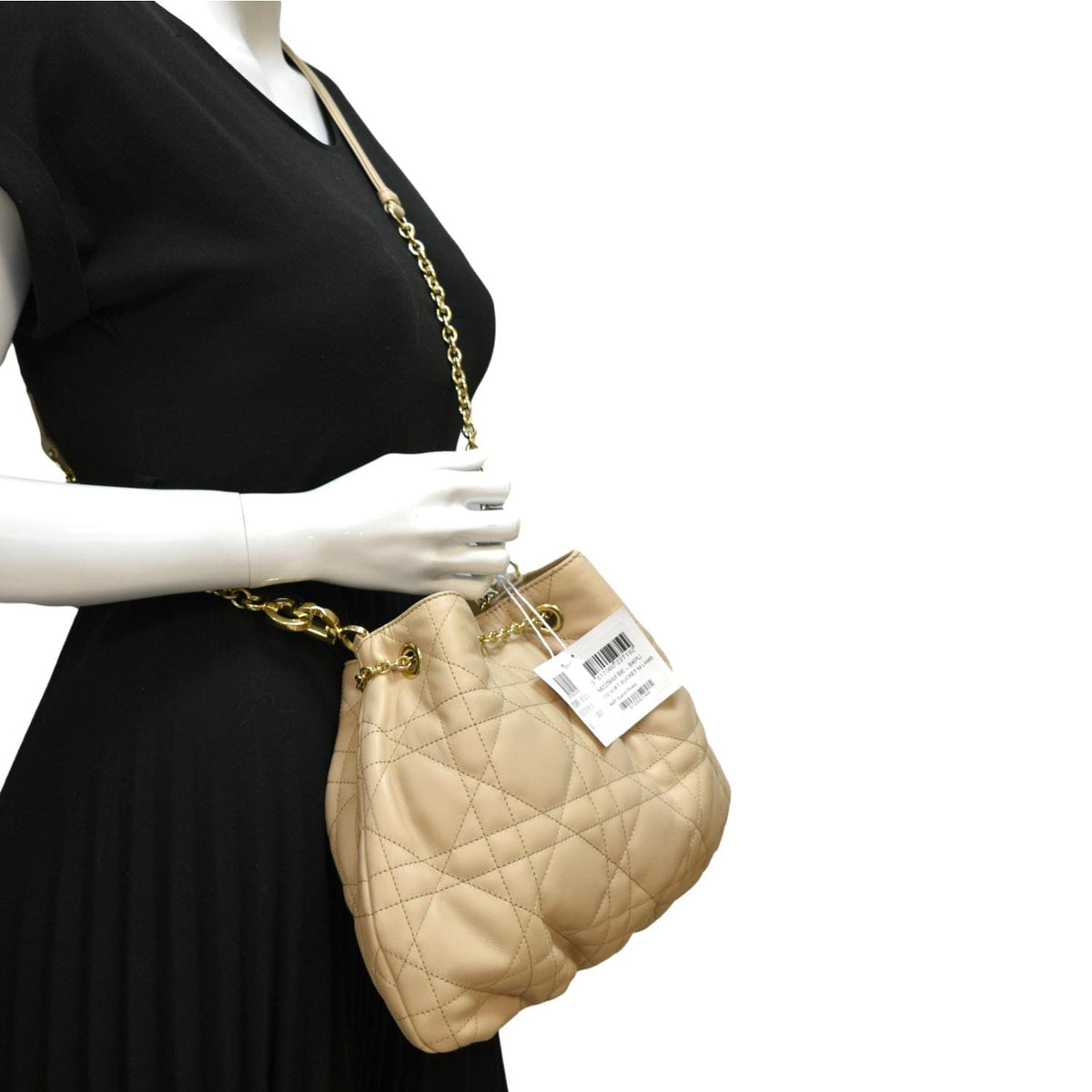 CHRISTIAN DIOR Ammi Macrocannage Lambskin Shoulder Bag Sand Rose Rovelle Bags