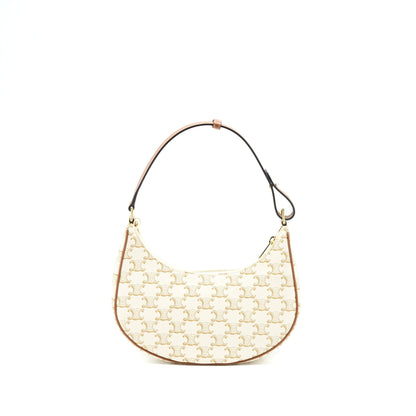 Celine Ava Purse in Triomphe Canvas/Calfskin White