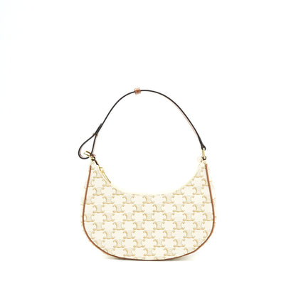 Celine Ava Purse in Triomphe Canvas/Calfskin White