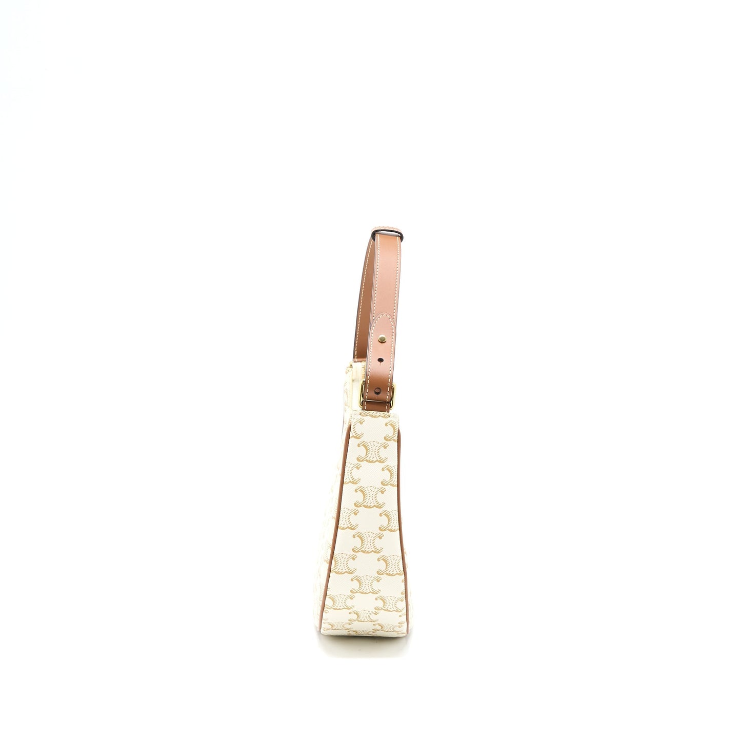 Celine Ava Purse in Triomphe Canvas/Calfskin White