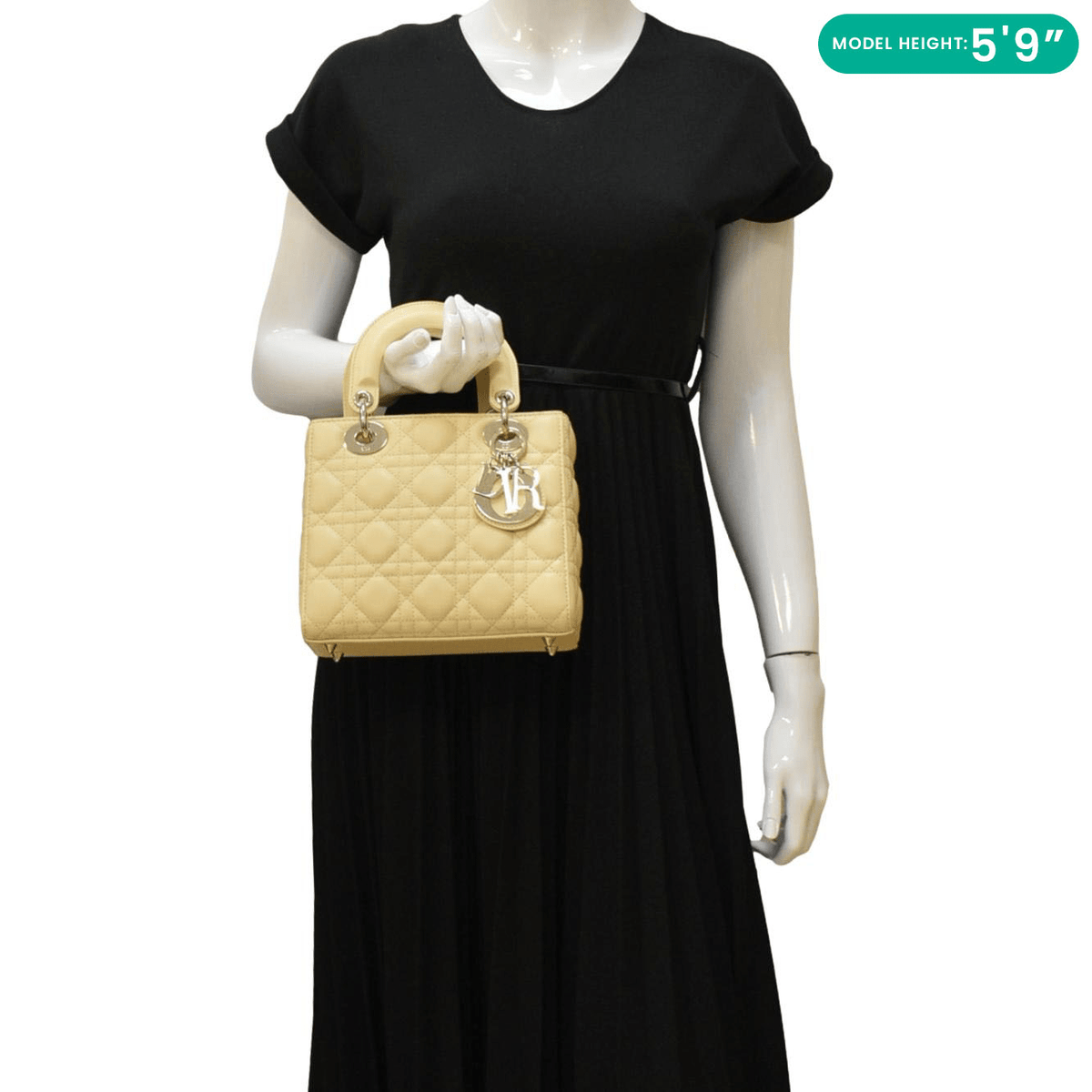 CHRISTIAN DIOR MY ABCDior Small Cannage Lambskin Leather Shoulder Bag Light Yellow Rovelle Bags