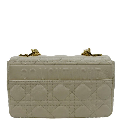 CHRISTIAN DIOR Caro Small Supple Cannage Calfskin Leather Shoulder Bag Ivory Rovelle Bags