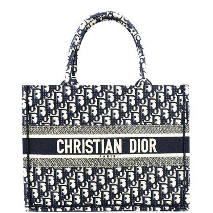 CHRISTIAN DIOR Book Small Oblique Embroidery Tote Bag Blue Rovelle Bags