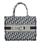 CHRISTIAN DIOR Book Small Oblique Embroidery Tote Bag Blue Rovelle Bags