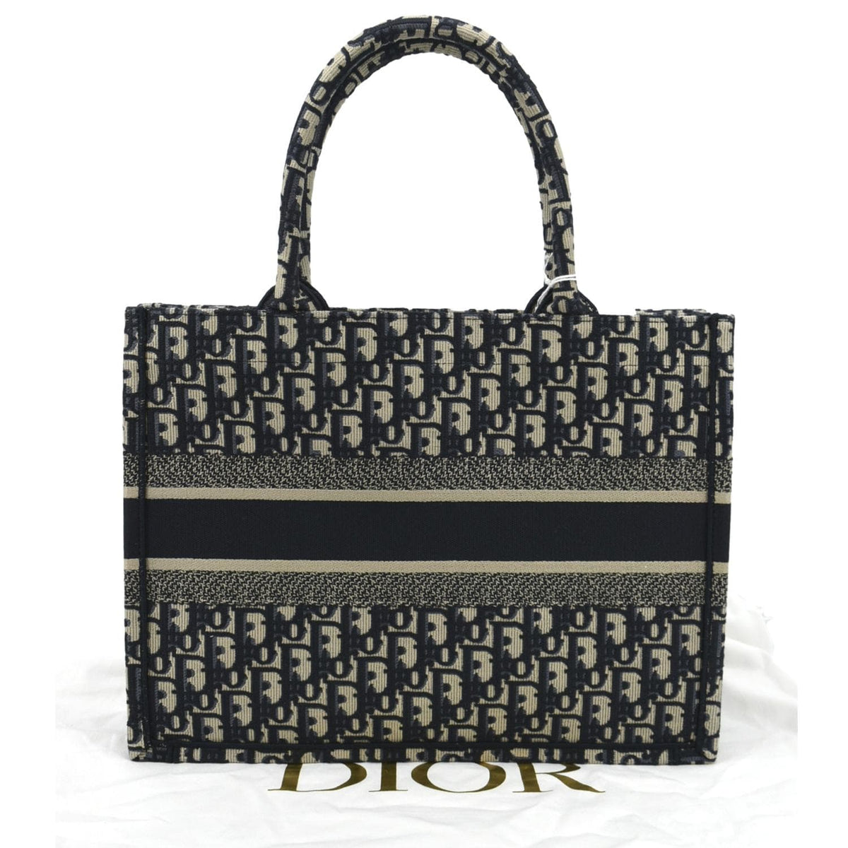 CHRISTIAN DIOR Book Small Oblique Embroidery Tote Bag Blue Rovelle Bags