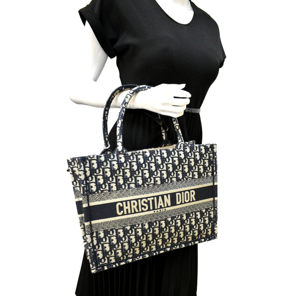CHRISTIAN DIOR Book Small Oblique Embroidery Tote Bag Blue Rovelle Bags