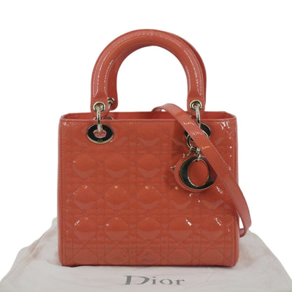 CHRISTIAN DIOR Medium Lady Dior Leather Shoulder Bag Pink Rovelle Bags