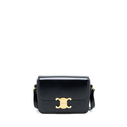 Celine Teen Triomphe Purse In Shiny Calfskin Black