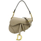 CHRISTIAN DIOR Saddle Grained Calfskin Leather Shoulder Bag Beige Rovelle Bags