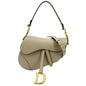 CHRISTIAN DIOR Saddle Grained Calfskin Leather Shoulder Bag Beige Rovelle Bags