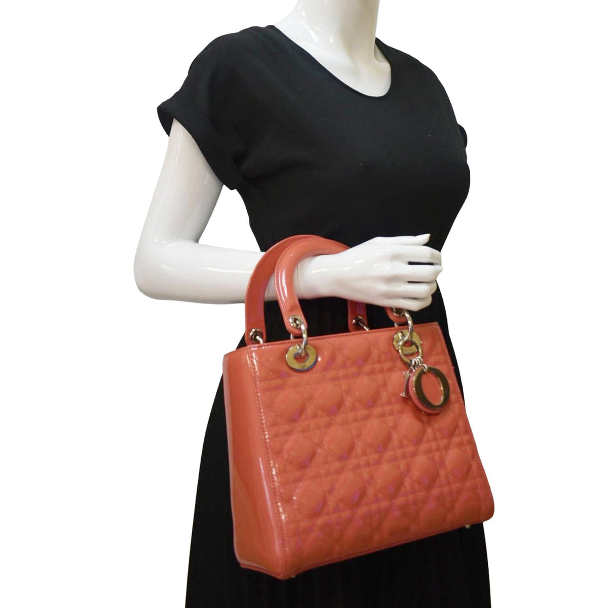 CHRISTIAN DIOR Medium Lady Dior Leather Shoulder Bag Pink Rovelle Bags